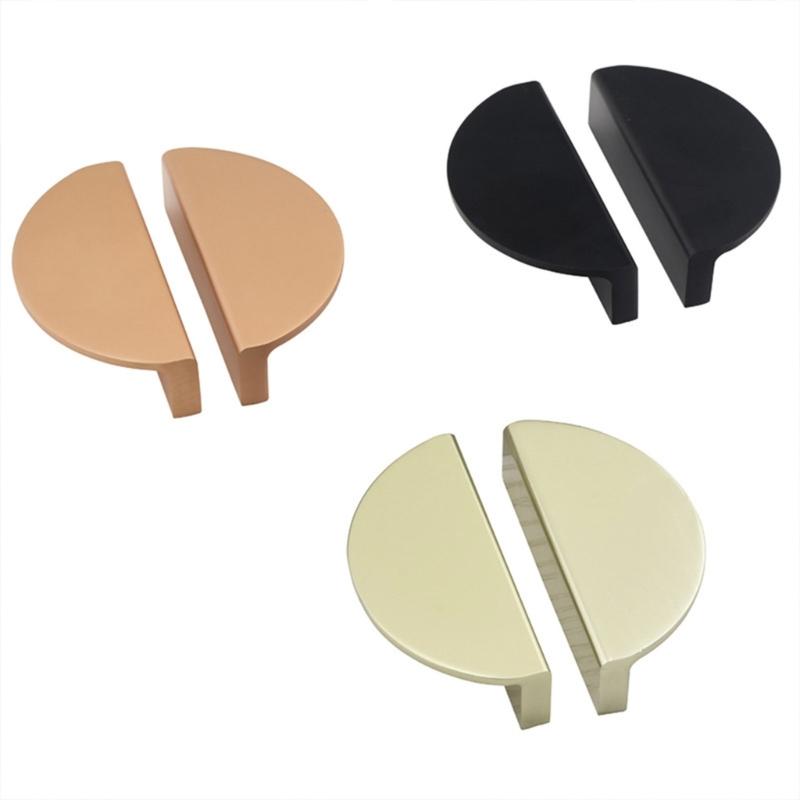1PC Wardrobe Door Pulls Furniture Drawer Knob Handle Aluminum Alloy Pulling Half Moon Door Handle Cupboard Shoe Cabinet