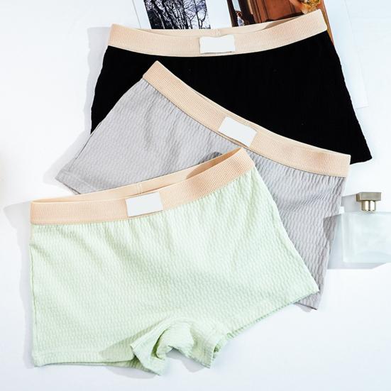 Women Underpants Slim Fit Solid Color Elastic Waistband Cotton Crotch Mid Waist Good Breathability Lady Boxers Female Daily Underwear