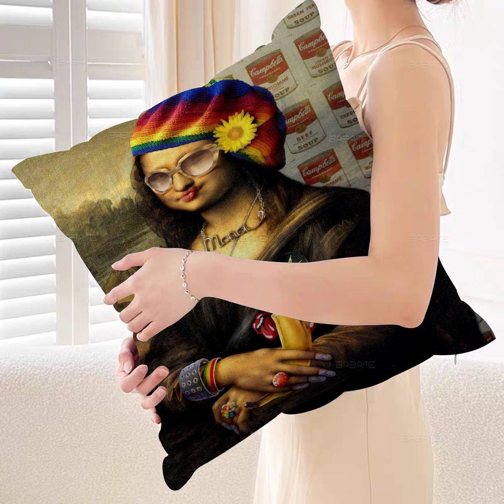 Mona Lisa Funny Wall Art Pictures Pillow Gifts Home Office Furnishings Bedroom Sofa Car Cushion Cover case 45x45cm