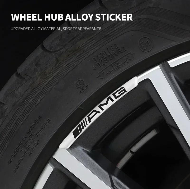 SUK3 4Pcs Car Wheel Hub Rim Stickers Decals Auto Styling Accessories For Mercedes Benz AMG GLE GLC W205 W206 W203 W204 W210 W212