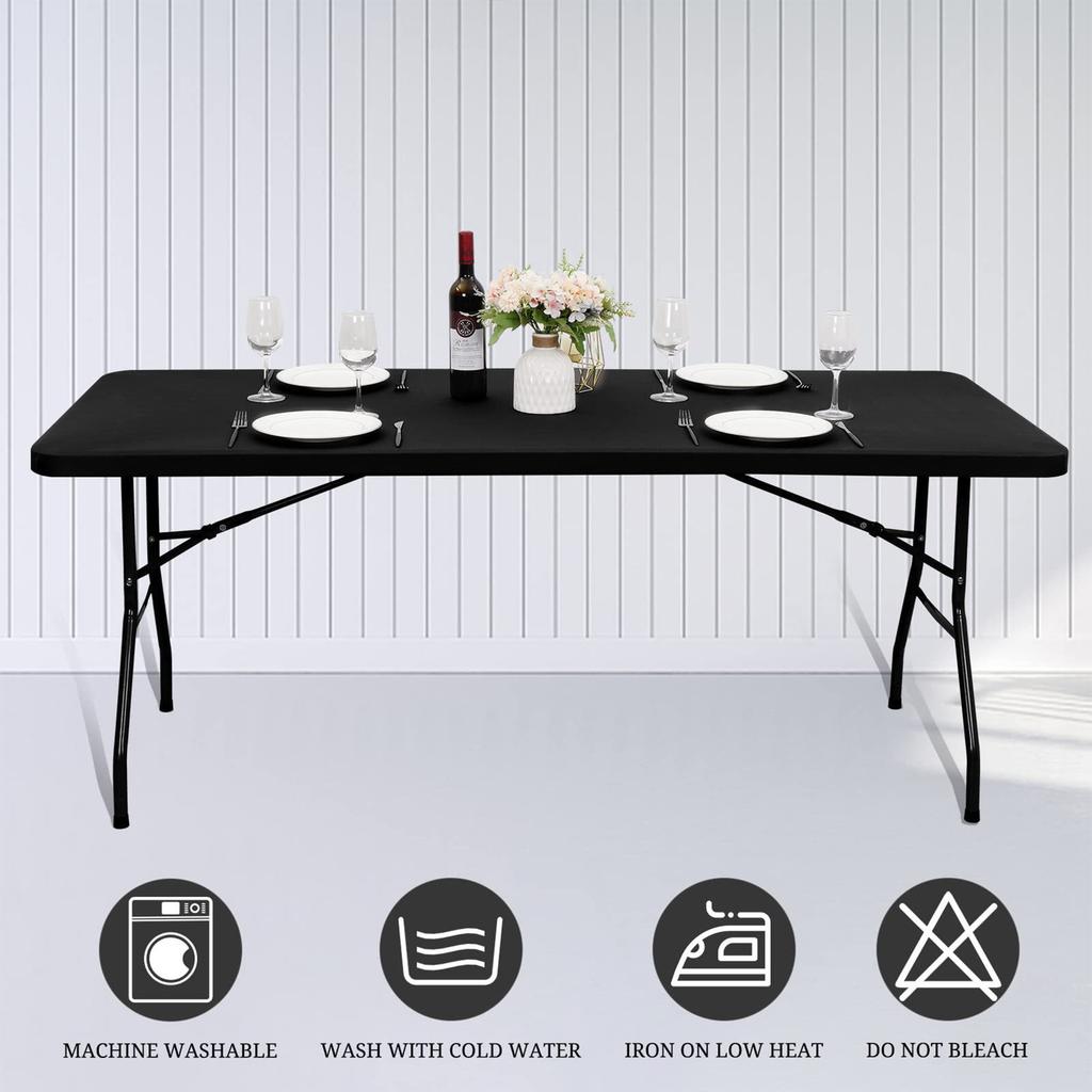 Spandex Tablecloth Elastic Fitted Picnic Table Cover Washable Foldable Polyester Rectangle Tablecloth for Outdoor Dining