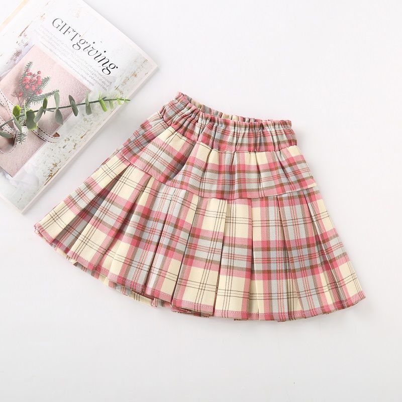 Fustă Plisată pentru Fete Fustă Scurtă Stil Nou Stil Colegial pentru Copii Fustă Versatilă în Carouri