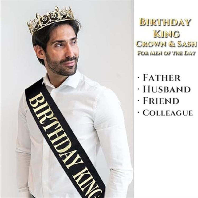 Strasssteine Königskrone & Geburtstagsschärpe Set Geburtstagsfeier Zubehör Kronenstücke Strasssteine Krone Schulterumhang