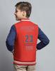 MONTE CARLO Boys Printed Rust Mock Neck Full Sleeve Jacket