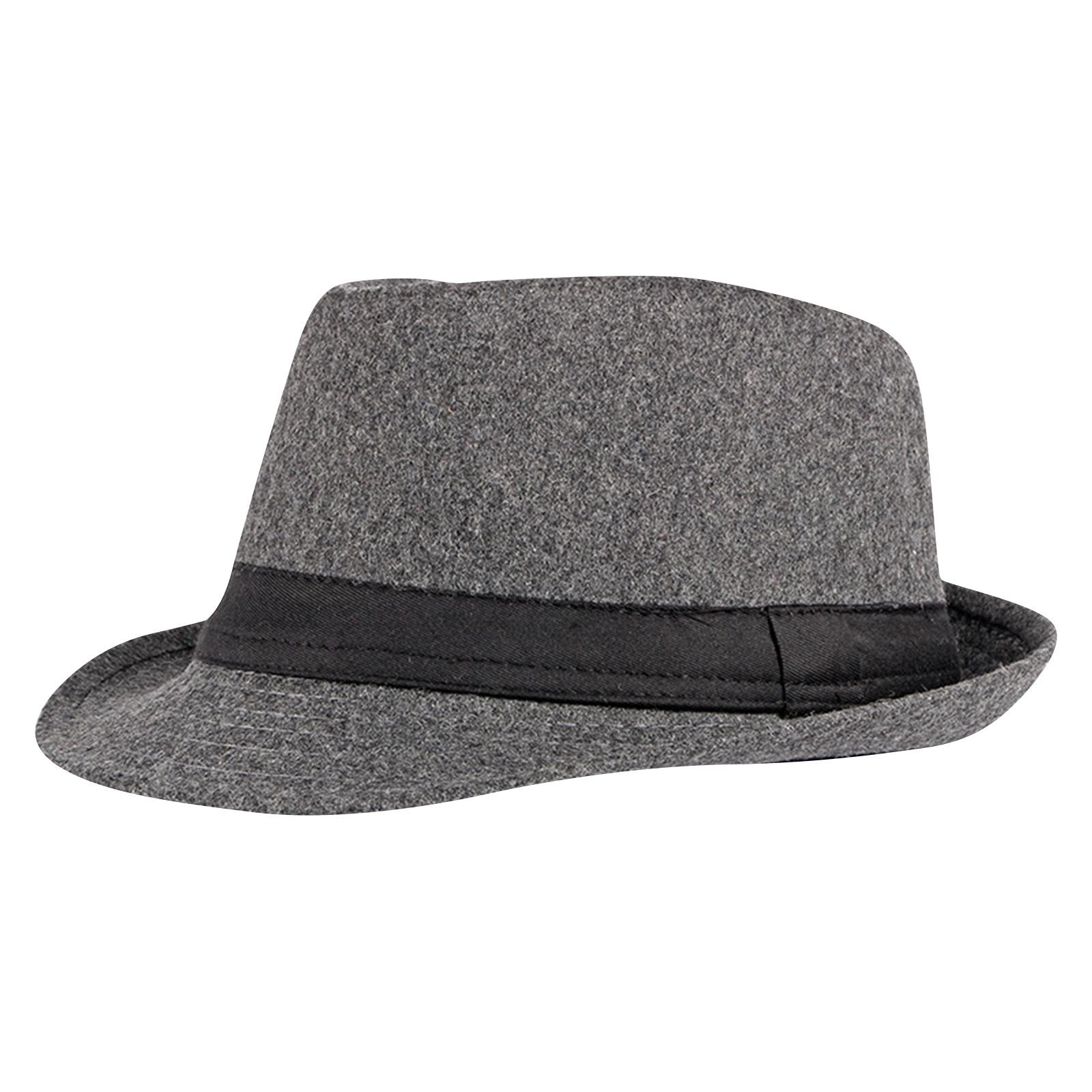 

Jazz Hat, цилиндр, 3 заклепки, однотонный цилиндр, мужская и женская широкая шерстяная шляпа, ретро, большой размер One Size серый