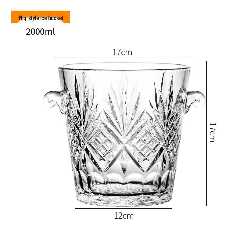 ZISIZ Portable Glass Ice Bucket with Tongs