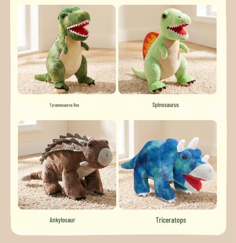 Dinosaur Plush Toys: Tyrannosaurus, Triceratops, Velociraptor & Ankylosaurus for Boys