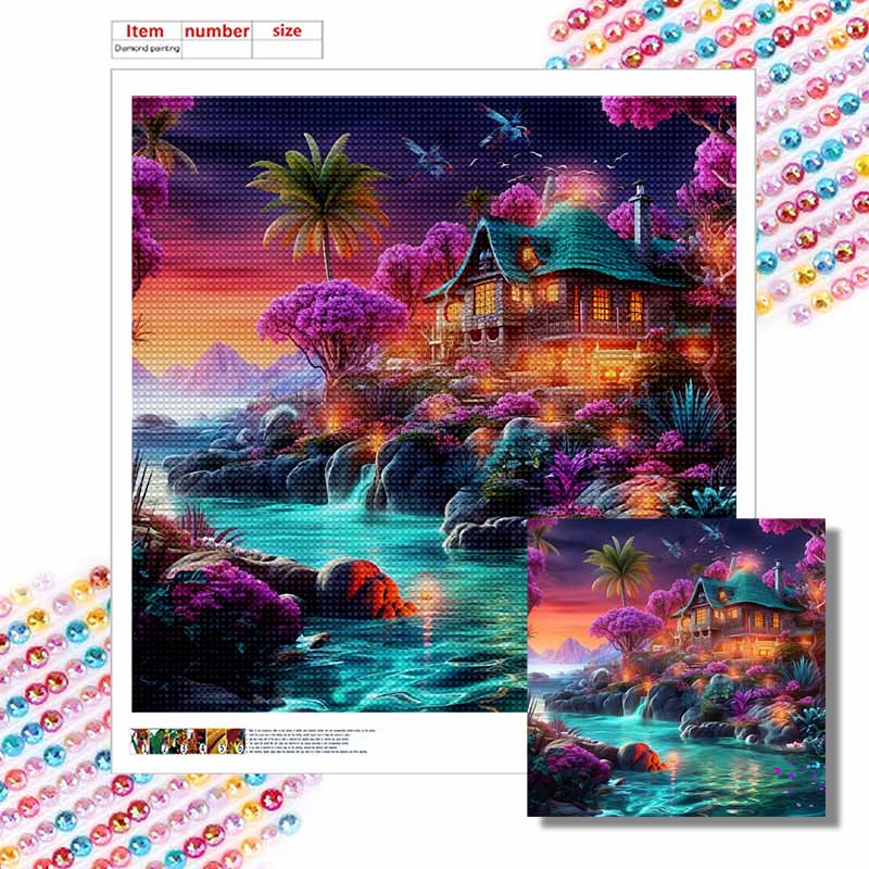 New Arrival 5D DIY Full Circle Diamond Painting "Secret Castle" Embroidery Cross Stitch Home Decor Gift