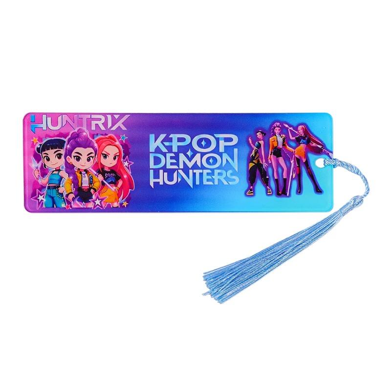 Kpop Demon Hunters Acrylic Bookmarks with Tassels - Colorful Idol & Cartoon Designs, Durable Page Markers for Kpop Fans