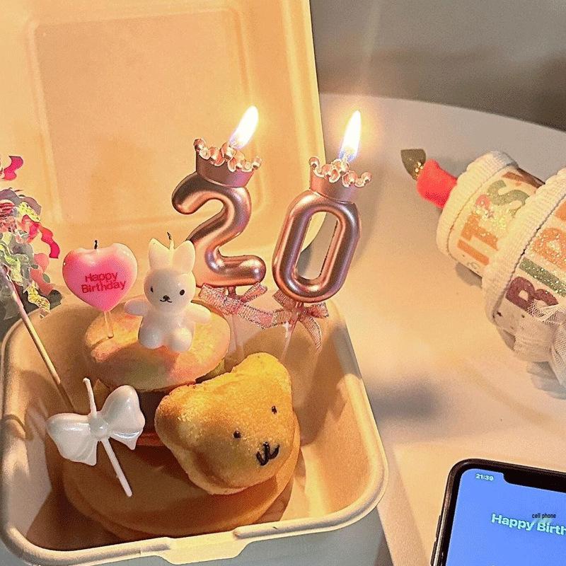 Cute Bowknot Dessert Cake Candle Decoration for Birthday Parties