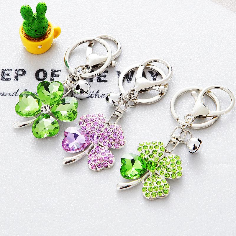 Earrings for Women 2025 Luxury  Crystal Clover Car Key Chain Flower Key Chain Key Chains for Women Keychain On Backpack