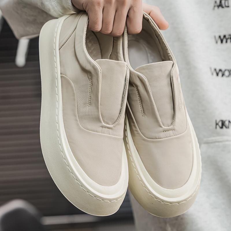 2025 Beige Loafers Man Comfortable Cloth Platform Casual Shoes For Man Lightweight Trendy Slip-on Driving Shoes Man Summer Shoes