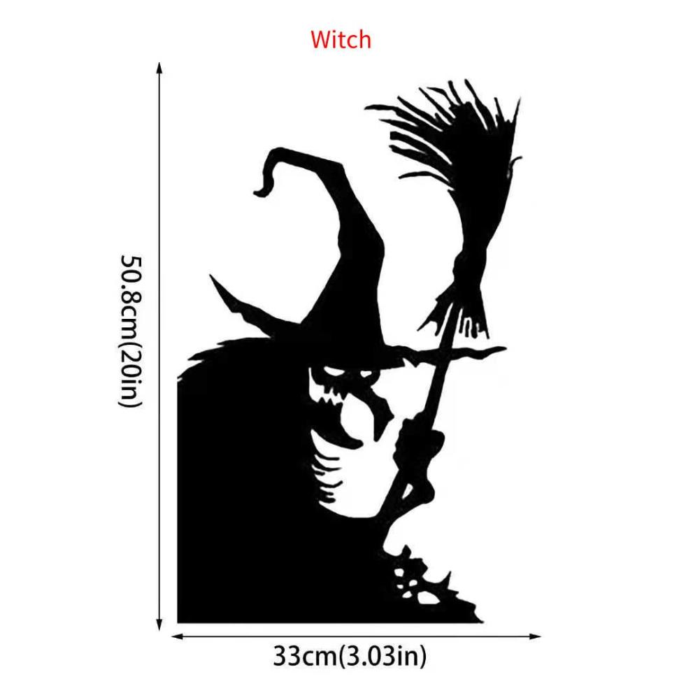Halloween Witch Window Sticker Giant Ghost Shadow Halloween Party Decor Electrostatic Window Wall Stickers