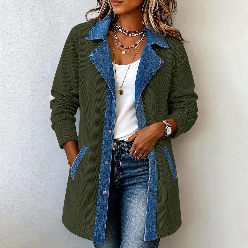 Women's Casual Denim Patchwork Jacket for Daily Wear