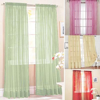 Glass Yarn Sheer Window Valance Curtain Pure Color Bedroom Home