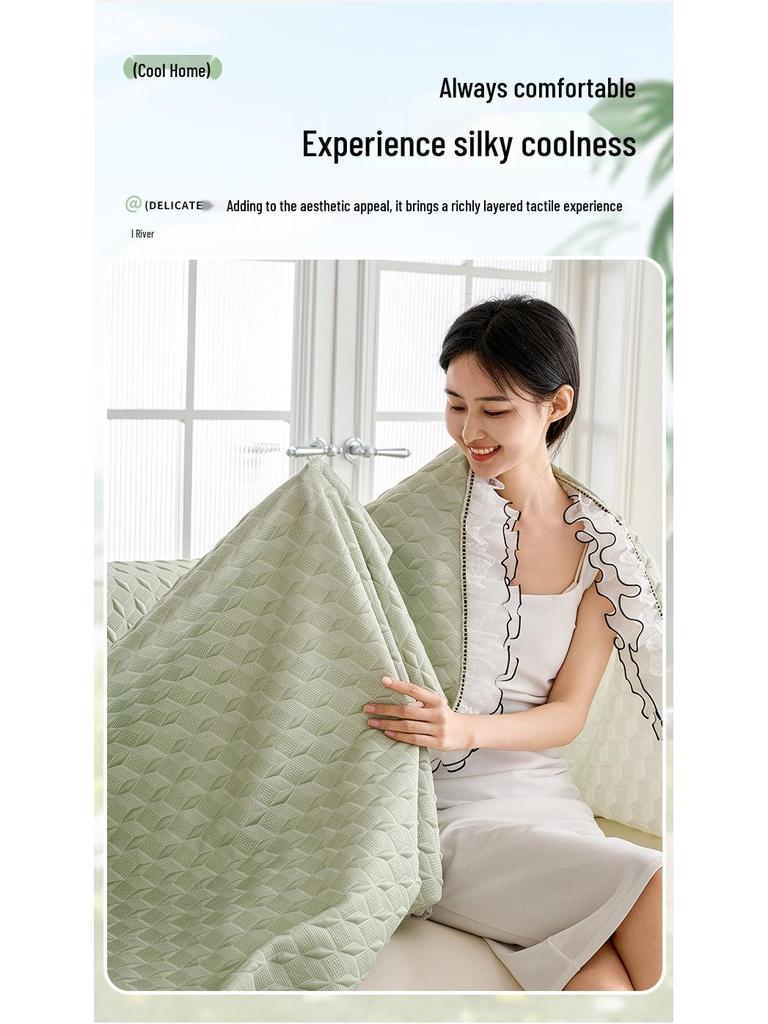 2025 3D Cooling Ice Silk Sofa Cover: All-in-One Summer Blanket & Cushion