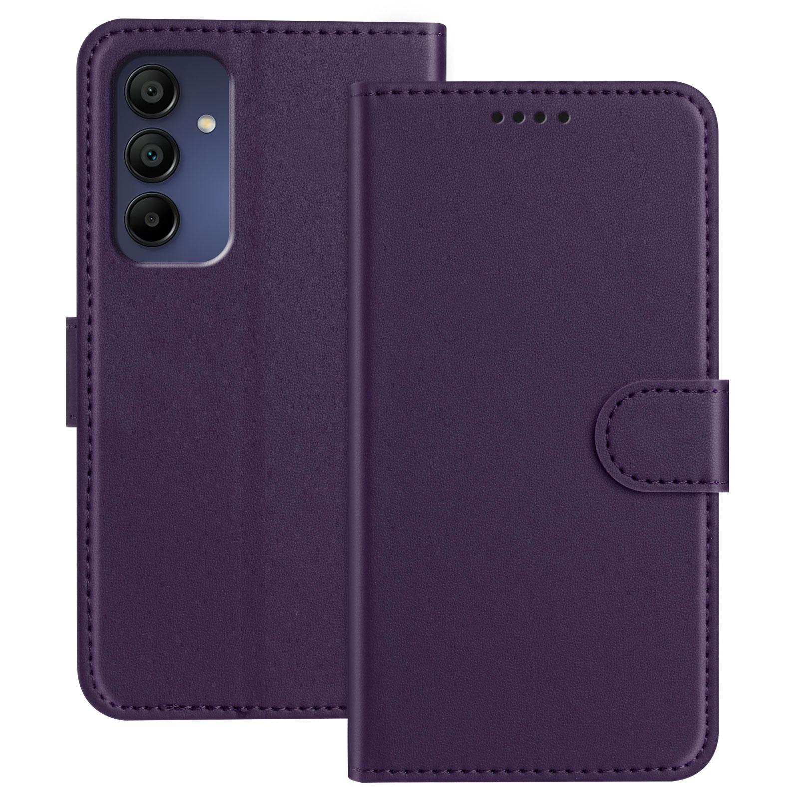 

For Samsung Galaxy A16 4G/Galaxy A16 5G Leather Case Wallet Stand Solid Color Anti Drop Phone Cover Purple
