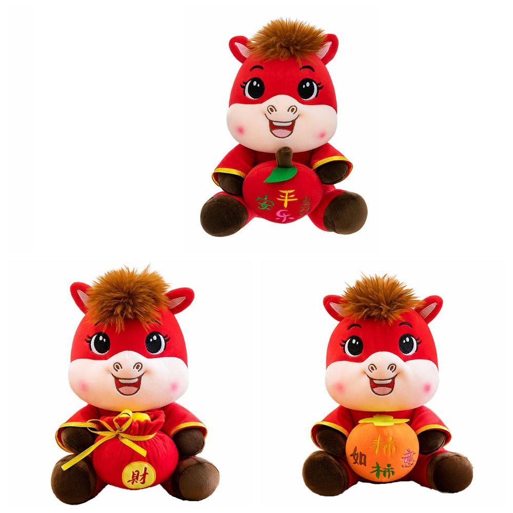 Cute Stuffed Horse Toy Mascot Dolls Zodiac Pony Figurine Plush Toys Horse Plush Doll Year of Horse