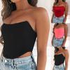 Women Have Light Color Ding -shaped Wrapped Sexy Backless Navel a Neck Top