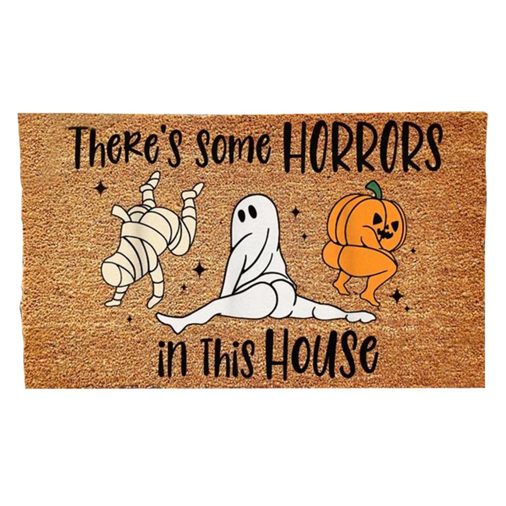 Halloween Doormat Decor Welcome Mat 40x60cm Dancing Pumpkin Skull Crystal Velvet Non Slip Floor Stair Mat Thanksgiving Kitchen