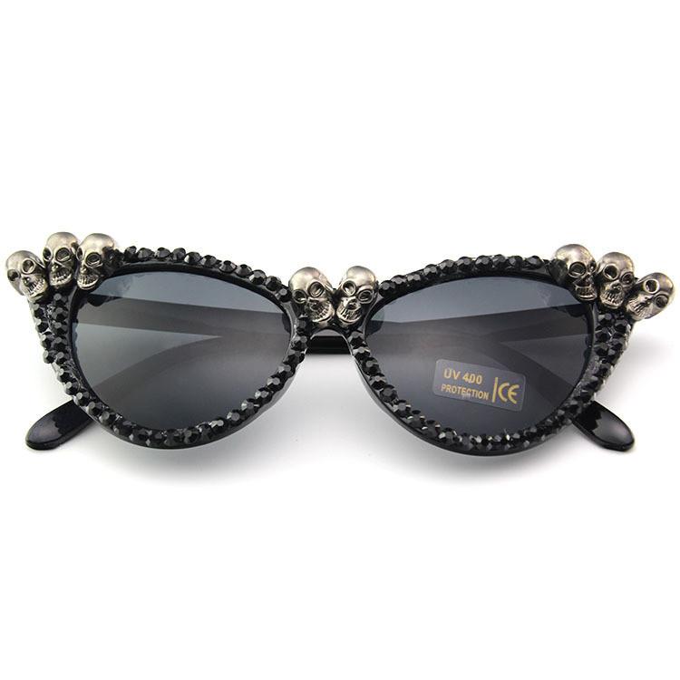 

Fashionable Rhinestone Skull Cat Eye Sunglasses Perfect For Party Decorations