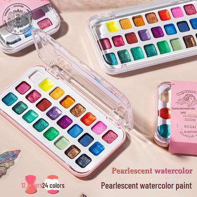 Rubens Perlglanz-Aquarell-Set – 12 oder 24 feste Pigmentfarben für Kunst und Nageldesign