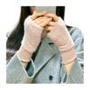 Fingerless Gloves for Women Faux Fur Thumb Hole Half Finger Gloves Stretchy Warm Winter Typing Writing Mittens
