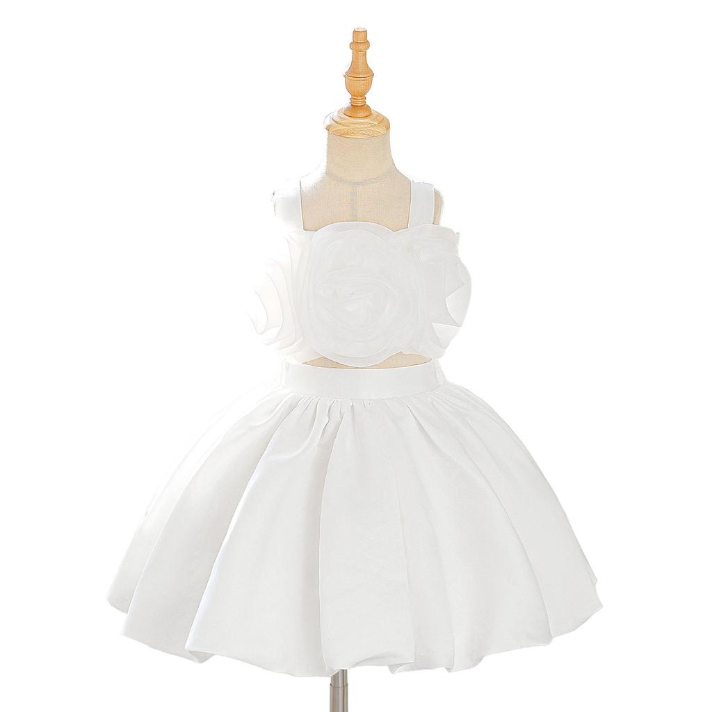 2025 Mädchen 3D Blumen Zweiteiliges Kleid mit voluminösem Rock – Festival & Abend Prinzessinnenkleid