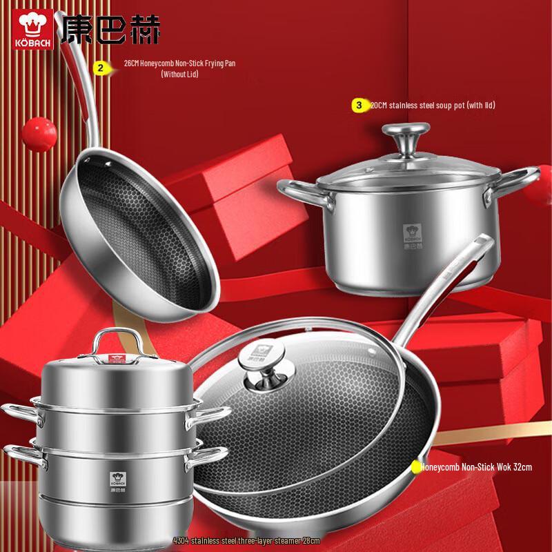 KOBACH 4-Piece 304 Stainless Steel Cookware Set