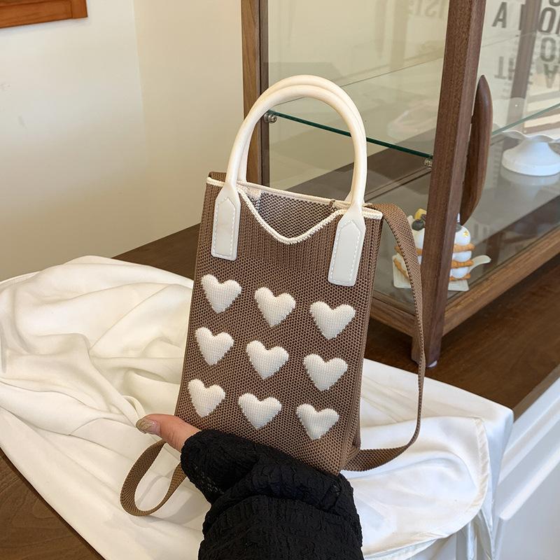 Dopamine Color Mini Mobile Phone Bag Knitted Bag Niche Versatile Single Shoulder Oblique Span Bag Change Bag Hand Bag