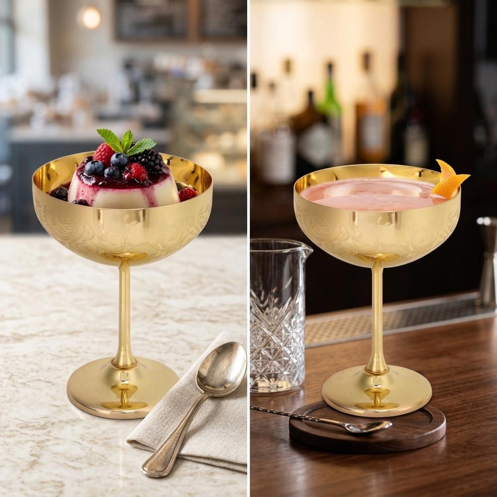 Stainless Steel Stainless Steel Goblet Flower Spike Design Wine Cup Elegant Martini Glass Party