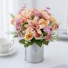 1Pc Artificial Rose Flowers Wedding Home Bedroom Decor Bridal Bouquet Garden Fake Silk Dahlia Hydrangeas Vase For Board Outdoors
