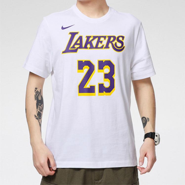 Nike LeBron James #23 Lakers Graphic Basketball T-Shirt Men Tops White CV8529-100