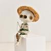 J0MC Resine Scheletro Pescatore Ornamento Miniatura per Accento Unico Giardino di Halloween
