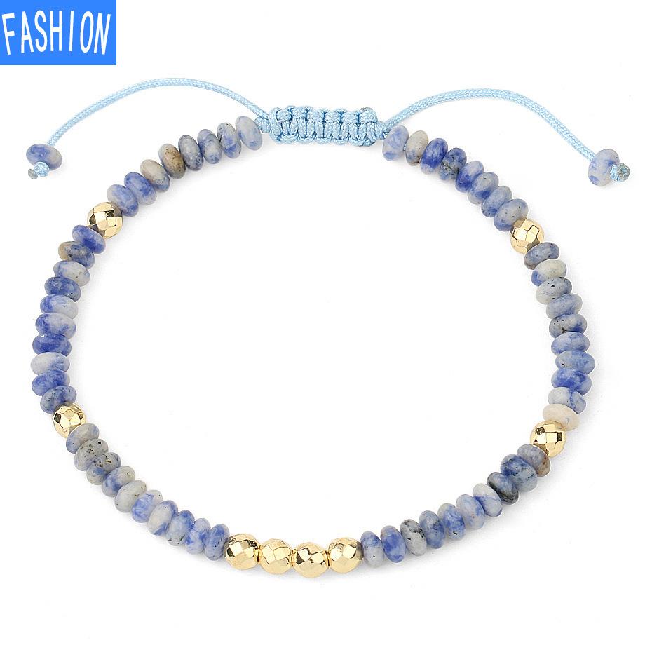 Регулируемый тканый браслет ручной работы из натуральных кристаллов, 4 мм, браслет из граненых бусин White-Dot-Blue