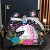 Unicorn Rainbow Color Single Duvet Cover Set for Kids Boys Teen, Unicorn Bedding Set Duvet Cover for Girl's Bedroom Decoration