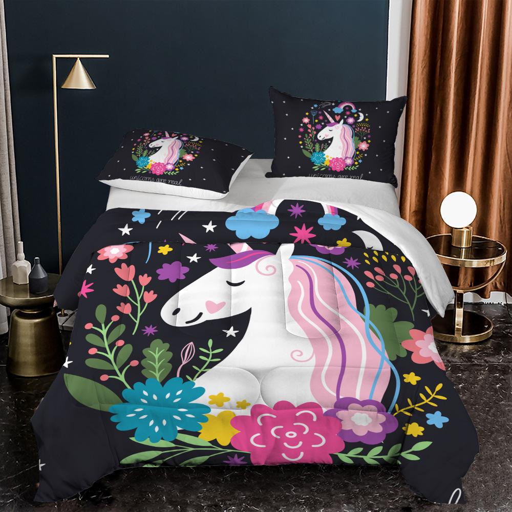 

Комплект одинарного пододеяльника цвета радуги с единорогом для детей, мальчиков, подростков, комплект постельного белья с единорогом, пододеяльник для украшения спальни девочки 100x135cm 2pcs&Duvet Cover