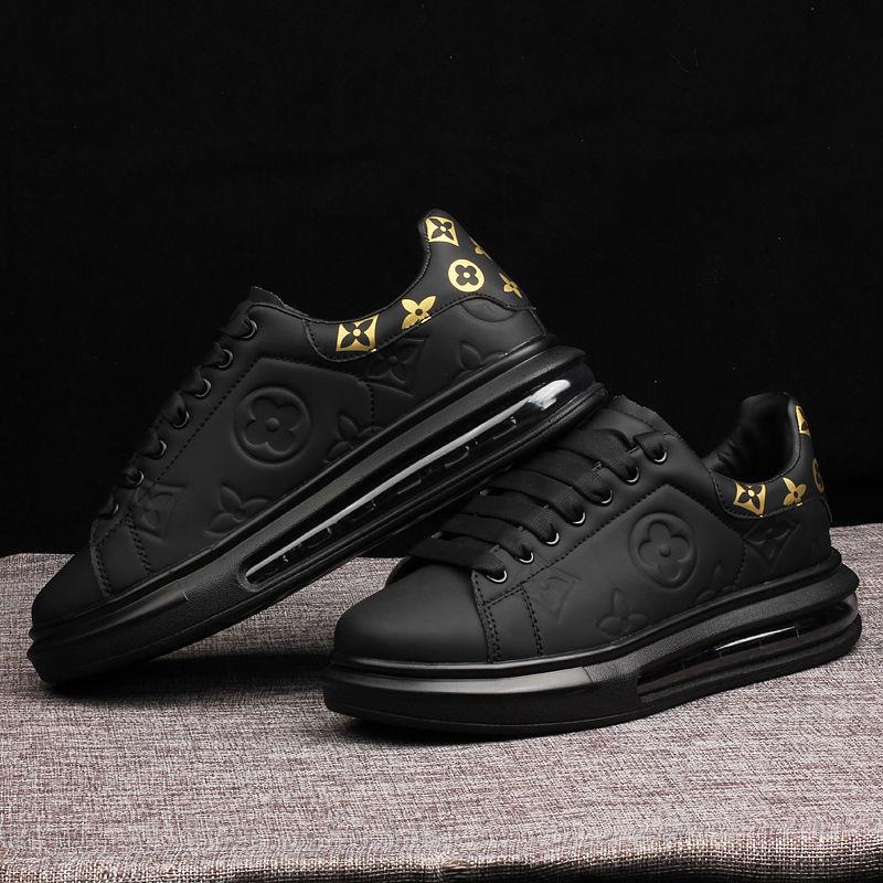 Trendy Printed White Sneakers for Men and Women, Couple's Air-Cushion Shoes, Versatile Thick-Soled Height-Increasing Casual Shoe