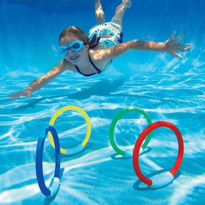 4 Pcs Diving Ring Toys Colorful Underwater Pool Dive Rings for Kids Underwater Training Sinking Throwing Dive Rings for Swimming Pool Parties