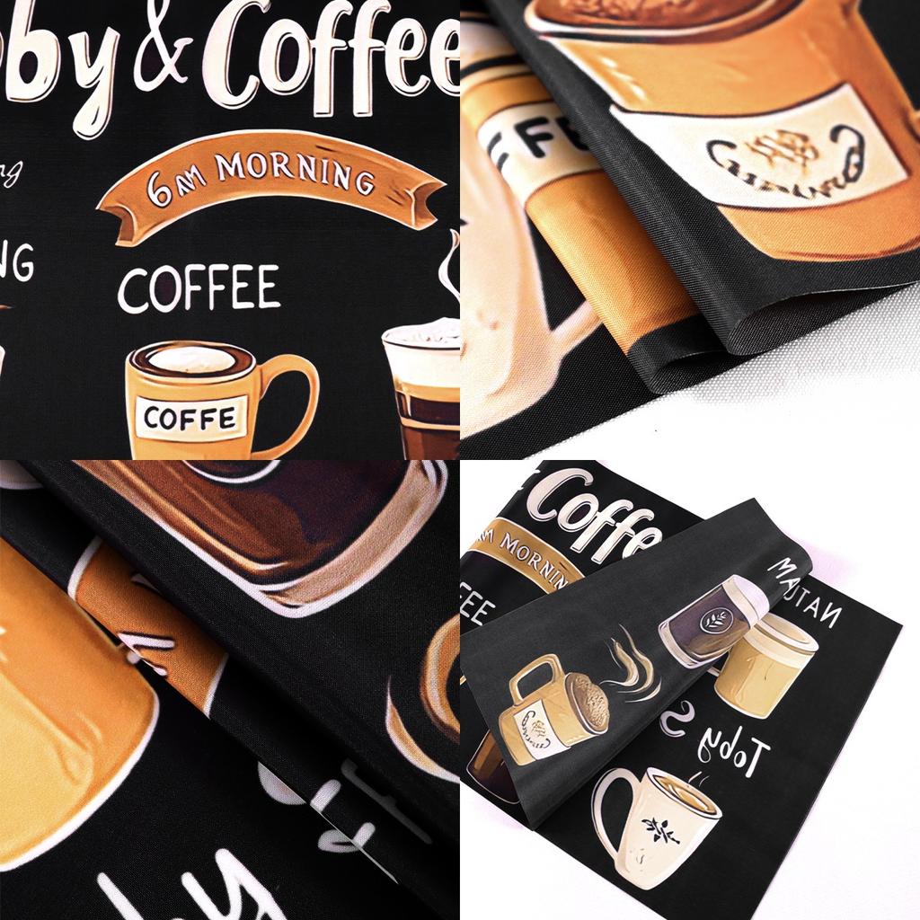 Coffee Theme Oven Dust Cover 35x85cm Coffee Cup Pattern Dustproof Polyester Machine Protector for Home Appliance Dust Cover