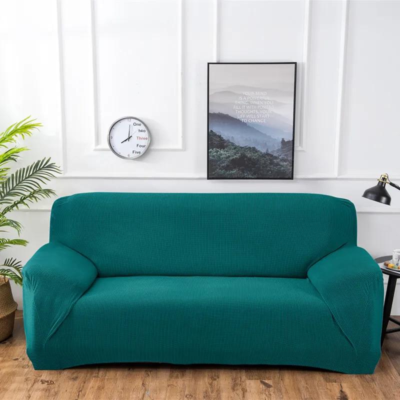 Autumn Winter Thickened Polar Fleece Elastic Sofa Cover All-inclusive Plaid Dust Slipcover Solid Color Full Cover Sofa Cover