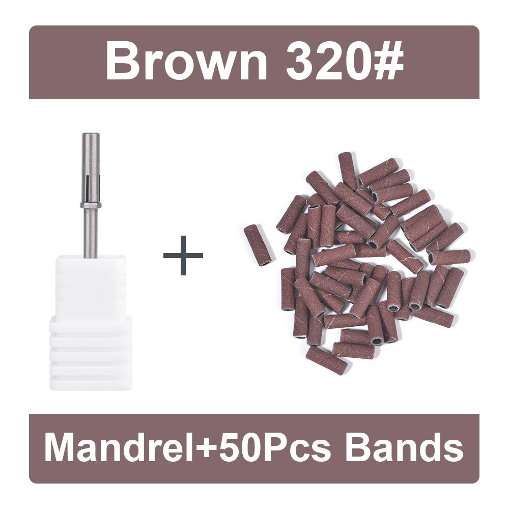 

50 шт. 3 мм мини-шлифовальные ленты для ногтей с валом 3/32 дюйма, сверла для ногтей, песчаные ленты, омертвевшая кожа, мозоли, гель для ногтей, набор инструментов для удаления ногтей 320#+Mandrel коричневый