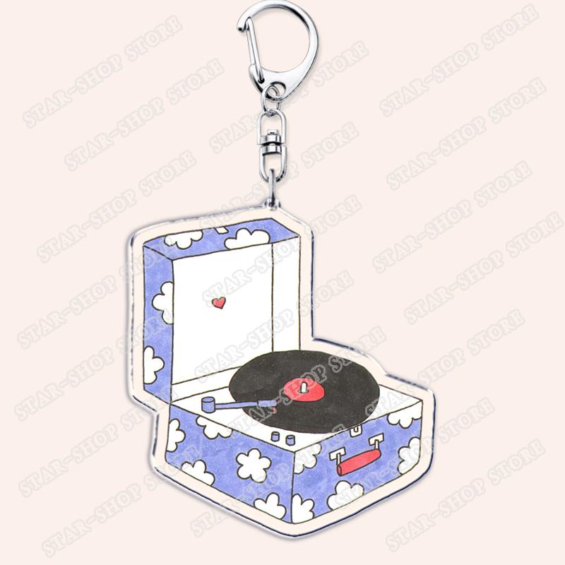 Aesthetic Indie Red Record Music Keychains for Women Accessories Bag Retro Vinyl Label Player Key Chain Fans Gifts Keyrings