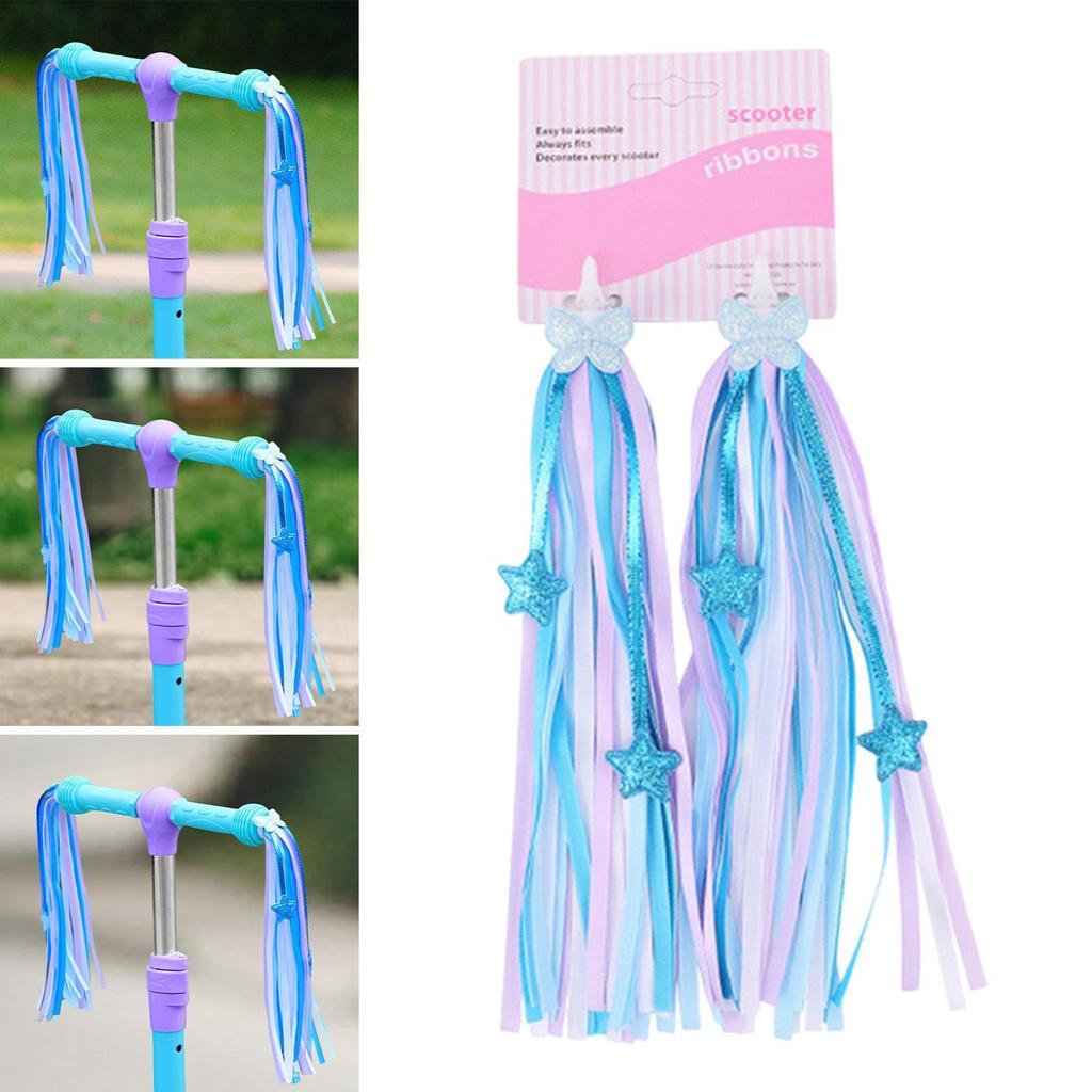 2Pcs Bicycle Grips Ribbon Length 25cm Kids Bike Handlebar Tassels Easy Attach