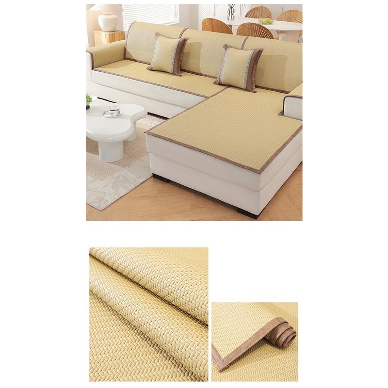 Summer Sofa Cover Cushion Pad Cooling Mat Rattan Seat Ice Silk Non Slip Universal Chaise Lounge Sofa Protector