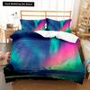 Northern Lights King Queen Duvet Cover Natural Landscape Bedding Set Colorful Sky Scenery Quilt Cover Polyester Comforter Cover