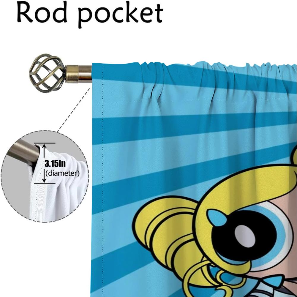 Eleganckie zasłony do salonu The Powerpuff Girls Dekoracja Halloween Zasłony kuchenne 2 sztuki Rolety okienne