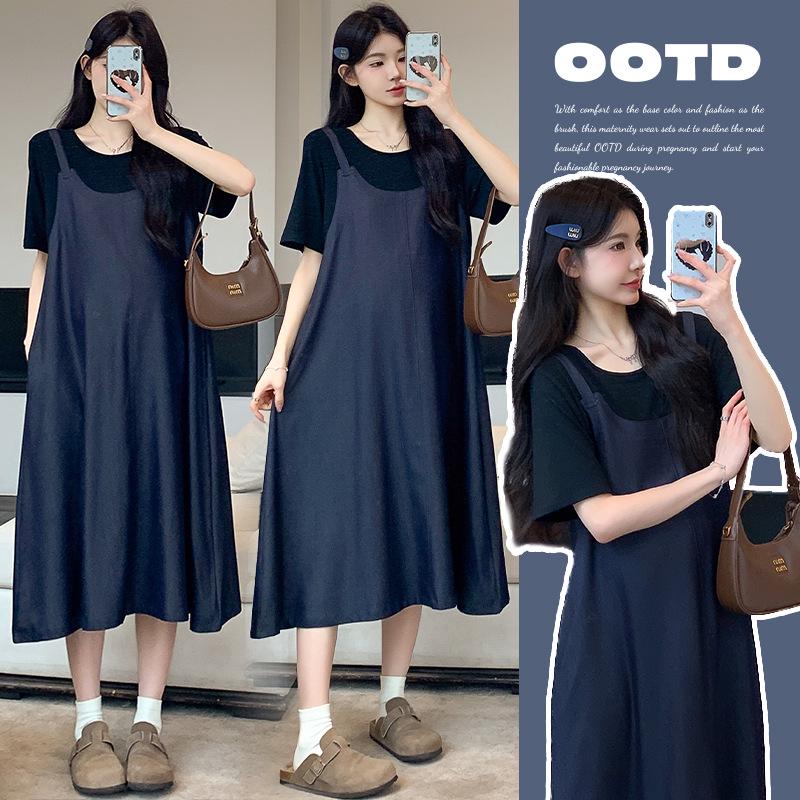 2026 Loose Plus-Size Tencel Denim Maternity Skirt M