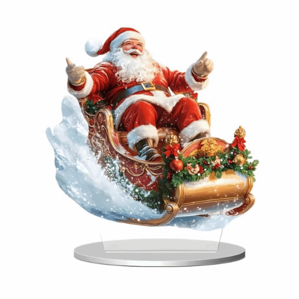 Elk Snowman Christmas Scene Ornaments 2D Flat Santa Claus Statue Ornaments Gifts