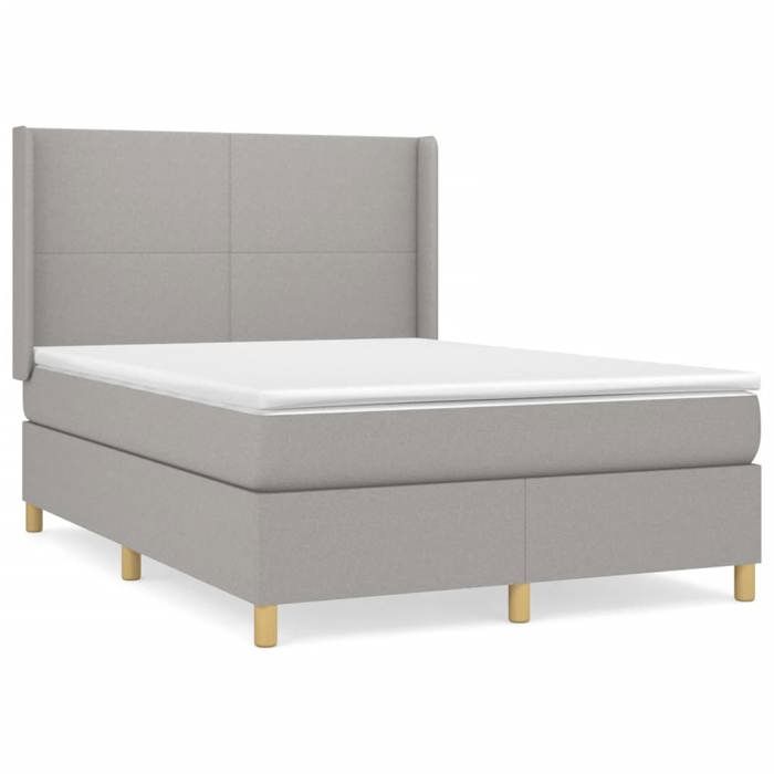 VidaXL Lit à sommier tapissier avec matelas Gris clair 140x190cm Tissu - Modèle 3131825